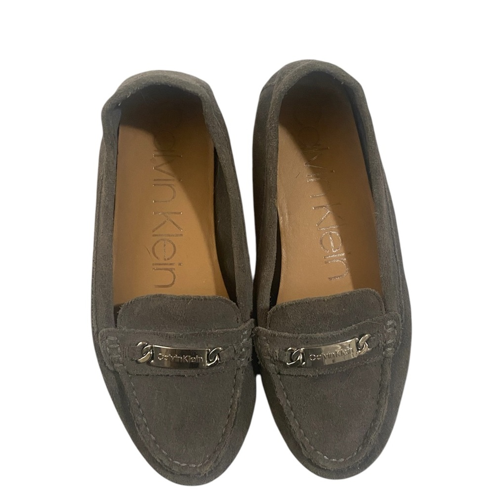 Calvin Klein Charcoal Suede Loafers Sz 8